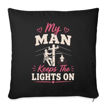 My husband is a lineman electrician - Sofa pillowcase 17,3'' x 17,3'' (45 x 45 cm) - black - Front