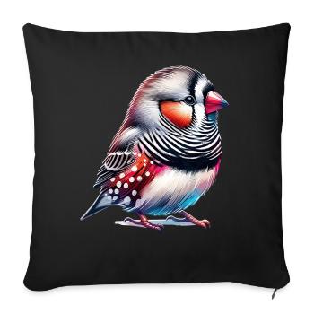 Zebra Finch Motif - Sofa pillowcase 17,3'' x 17,3'' (45 x 45 cm) - black - Front