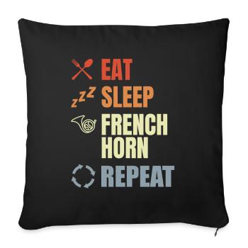 Eat Sleep French Horn Repeat - Sofa pillowcase 17,3'' x 17,3'' (45 x 45 cm) - black - Front