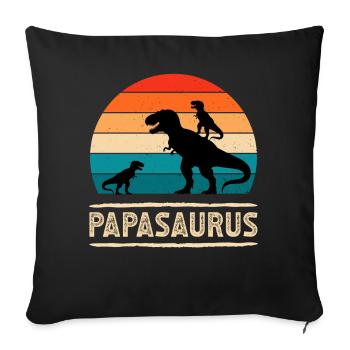 Papasaurus Dino Retro Sunset - Housse de coussin décorative 45 x 45 cm - noir - Devant