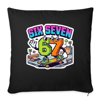 SixSeven Skate Neon - Housse de coussin décorative 45 x 45 cm - noir - Devant