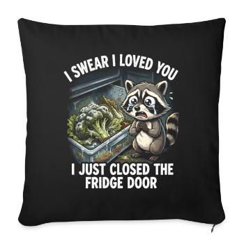 ADHS Waschbär Gemüsefach Kühlschrank Lustig - Sofakissenbezug 45 x 45 cm - Schwarz - Vorne
