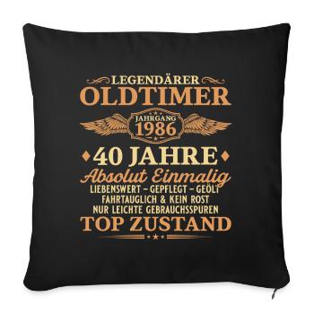 Legendärer Oldtimer 1986 – 40. Geburtstag - Sofakissenbezug 45 x 45 cm - Schwarz - Vorne