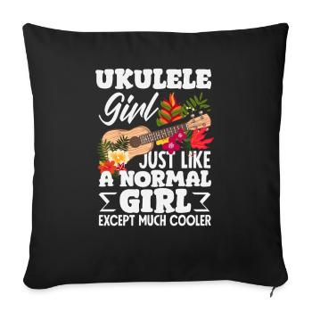 Ne sous-estimez jamais une fille avec un ukulélé Hawaii - Housse de coussin décorative 45 x 45 cm - noir - Devant