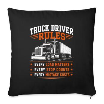 Conducteur de camion diesel, routier professionnel, conducteur routier - Housse de coussin décorative 45 x 45 cm - noir - Devant