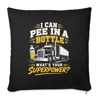 Humour du chauffeur de camion Diesel qui urine dans une bouteille - Housse de coussin décorative 45 x 45 cm - noir - Devant