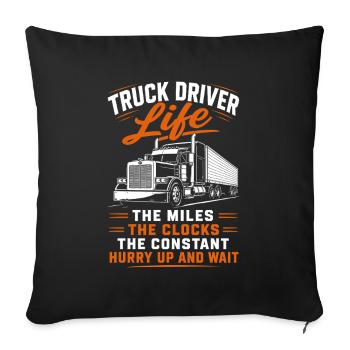Chauffeur de camion, camionneur, camionneur, conducteur de camion diesel. - Housse de coussin décorative 45 x 45 cm - noir - Devant