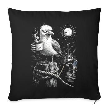 MOIN – Grummeliges Möwe mit Kaffee - Housse de coussin décorative 45 x 45 cm - noir - Devant