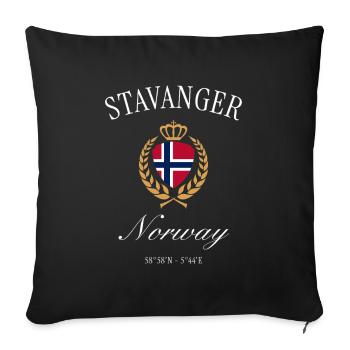 Couronne des armoiries de Norvège de Stavanger – Souvenir de voyage - Housse de coussin décorative 45 x 45 cm - noir - Devant