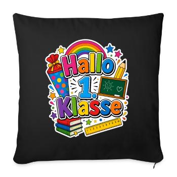 Schulkind 2026 Einschulung 2026 Schulanfang - Sofakissenbezug 45 x 45 cm - Schwarz - Vorne