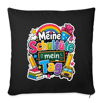 Schulkind 2026 Einschulung 2026 Schulanfang - Sofakissenbezug 45 x 45 cm - Schwarz - Vorne