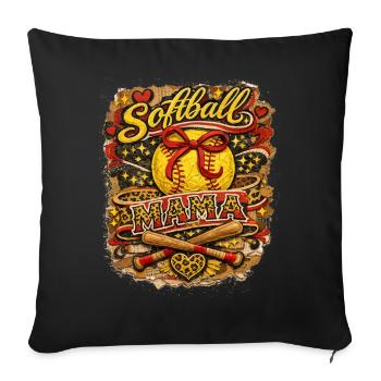 Softball Mom Bow Leopard Sport Design - Sofa pillowcase 17,3'' x 17,3'' (45 x 45 cm) - black - Front