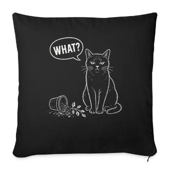 Chat Quel Pot de Fleurs Chemise Humoristique - Housse de coussin décorative 45 x 45 cm - noir - Devant