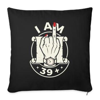 Geburtstag 40 Jahre 39 plus Mittelfinger - Sofakissenbezug 45 x 45 cm - Schwarz - Vorne