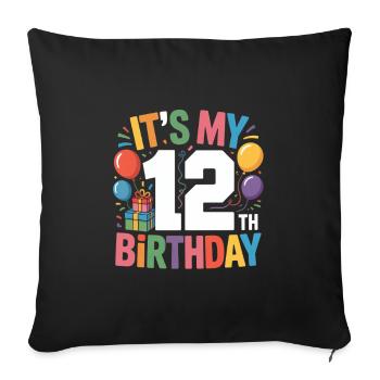 12e anniversaire - Housse de coussin décorative 45 x 45 cm - noir - Devant