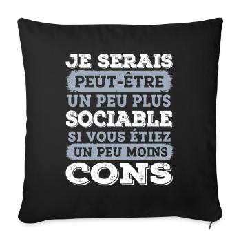 SOCIABLE Cadeau humour personnalisé - Housse de coussin décorative 45 x 45 cm - noir - Devant