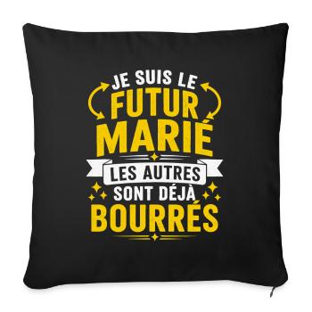 Futur Marié Cadeau humour EVG personnalisé - Housse de coussin décorative 45 x 45 cm - noir - Devant