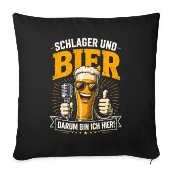 Schlager und Bier Motiv - Sofakissenbezug 45 x 45 cm - Schwarz - Vorne