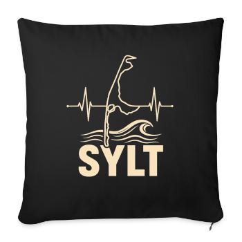Sylt Inselherz am Meer Wellen - Sofakissenbezug 45 x 45 cm - Schwarz - Vorne