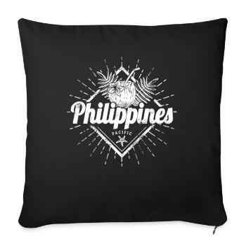 Philippinen Vintage Kokosnuss Filipino Souvenir - Housse de coussin décorative 45 x 45 cm - noir - Devant