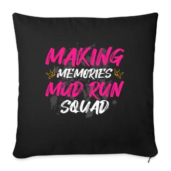 Équipe de course dans la boue Schlammlauf Course boueuse - Housse de coussin décorative 45 x 45 cm - noir - Devant