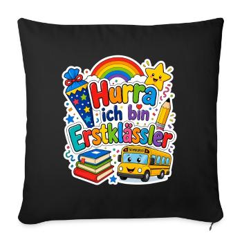Schulkind 2026 Einschulung 2026 Schulanfang - Sofakissenbezug 45 x 45 cm - Schwarz - Vorne