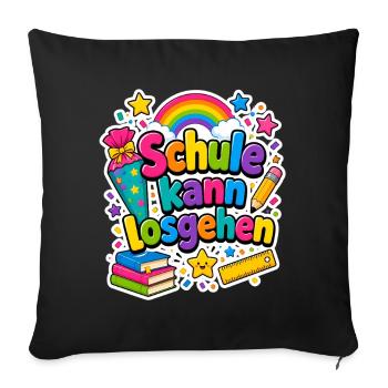 Schulkind 2026 Einschulung 2026 Schulanfang - Sofakissenbezug 45 x 45 cm - Schwarz - Vorne