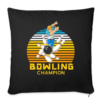 Champion de bowling Man Cadeau sportif rétro vintage - Housse de coussin décorative 45 x 45 cm - noir - Devant