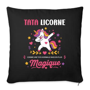 Tata Licorne Magique - Housse de coussin décorative 45 x 45 cm - noir - Devant