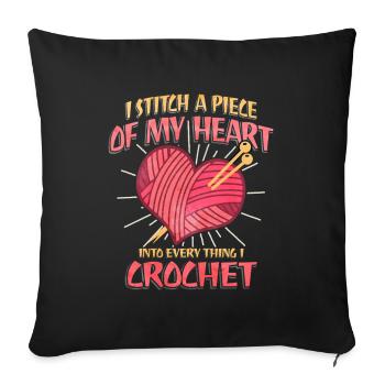 Valentine's Day Crochet Love - Sofa pillowcase 17,3'' x 17,3'' (45 x 45 cm) - black - Front