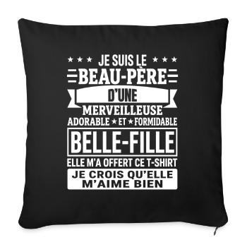Beau père Cadeau humour personnalisé - Housse de coussin décorative 45 x 45 cm - noir - Devant