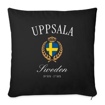 Uppsala Schweden Wappen Krone – Reise Souvenir - Sofakissenbezug 45 x 45 cm - Schwarz - Vorne