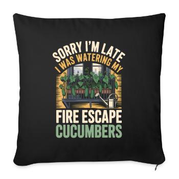 Arroser les concombres | Humour du jardin du balcon - Housse de coussin décorative 45 x 45 cm - noir - Devant
