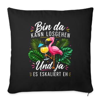 Bin da Eskaliert Flamingo Sommer - Sofakissenbezug 45 x 45 cm - Schwarz - Vorne