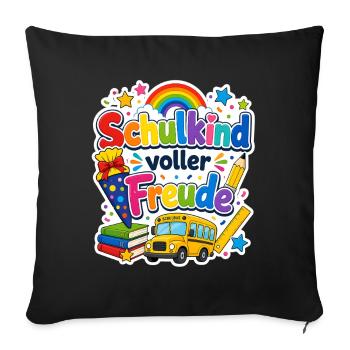 Schulkind 2026 Einschulung 2026 Schulanfang - Sofakissenbezug 45 x 45 cm - Schwarz - Vorne