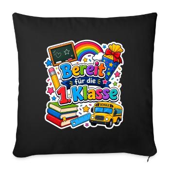 Schulkind 2026 Einschulung 2026 Schulanfang - Sofakissenbezug 45 x 45 cm - Schwarz - Vorne