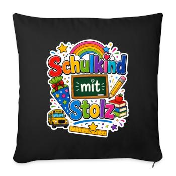 Schulkind 2026 Einschulung 2026 Schulanfang - Sofakissenbezug 45 x 45 cm - Schwarz - Vorne