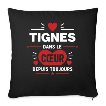 Tignes dans le cœur depuis toujours - Housse de coussin décorative 45 x 45 cm - noir - Devant