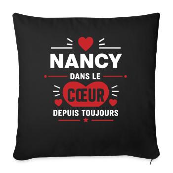 Nancy dans le cœur — Depuis Toujours - Housse de coussin décorative 45 x 45 cm - noir - Devant