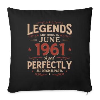 Légende du 65e anniversaire June Née en 1961 - Housse de coussin décorative 45 x 45 cm - noir - Devant