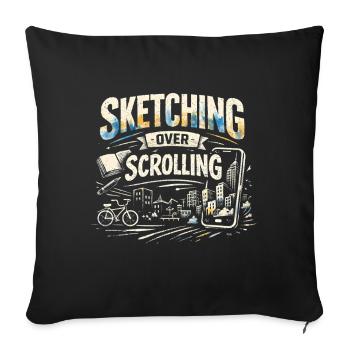 Skizzieren statt Scrollen | Urban Sketching - Sofakissenbezug 45 x 45 cm - Schwarz - Vorne