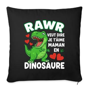 Rawr Je t'aime Maman Dinosaure Mignon - Housse de coussin décorative 45 x 45 cm - noir - Devant