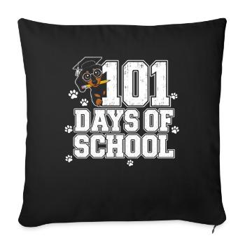 Teckel 101 Day School Empreintes de patte Doxie mignonne - Housse de coussin décorative 45 x 45 cm - noir - Devant
