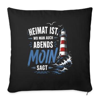 Heimat Moin Abend Leuchtturm - Sofakissenbezug 45 x 45 cm - Schwarz - Vorne