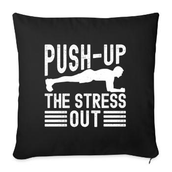 Gym Junkies Push-Up Stress Out Calisthenics - Sofakissenbezug 45 x 45 cm - Schwarz - Vorne