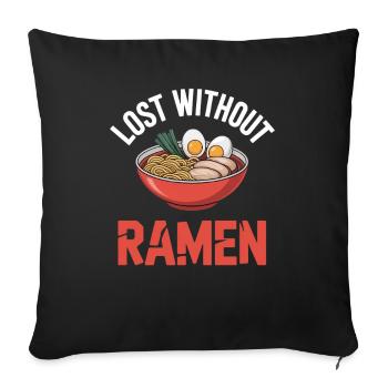 Cadeau de la soupe ramen et nouilles - Housse de coussin décorative 45 x 45 cm - noir - Devant