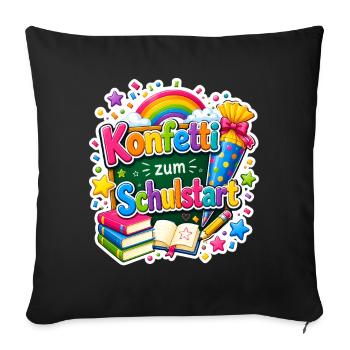 Schulkind 2026 Einschulung 2026 Schulanfang - Sofakissenbezug 45 x 45 cm - Schwarz - Vorne