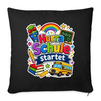 Schulkind 2026 Einschulung 2026 Schulanfang - Sofakissenbezug 45 x 45 cm - Schwarz - Vorne