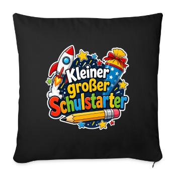 Schulkind 2026 Einschulung 2026 Schulanfang - Sofakissenbezug 45 x 45 cm - Schwarz - Vorne