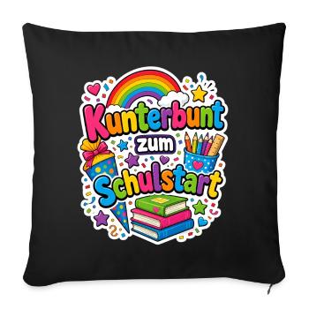 Schulkind 2026 Einschulung 2026 Schulanfang - Sofakissenbezug 45 x 45 cm - Schwarz - Vorne